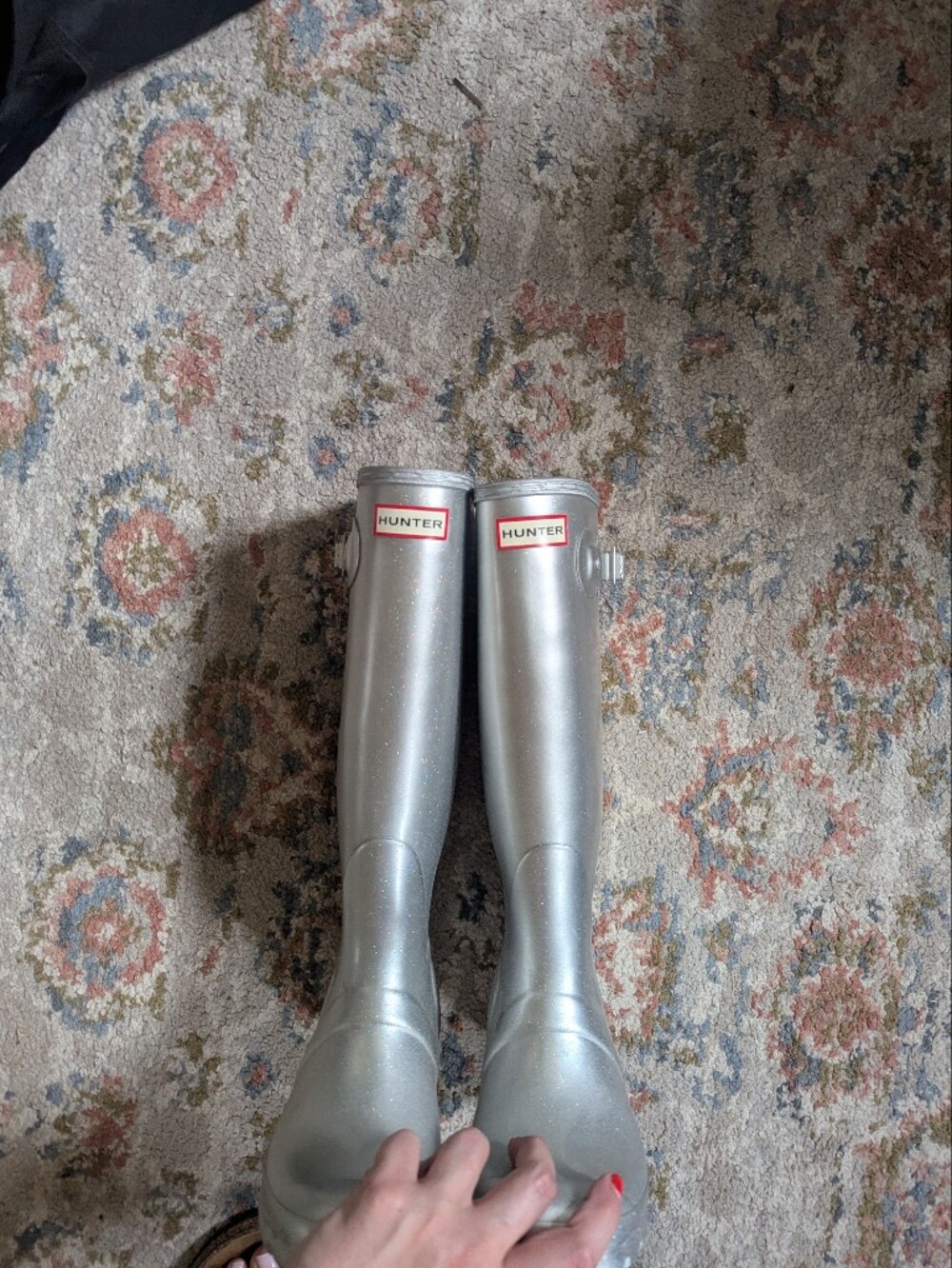 Hunter Tall Glossy Silver Rain Boots